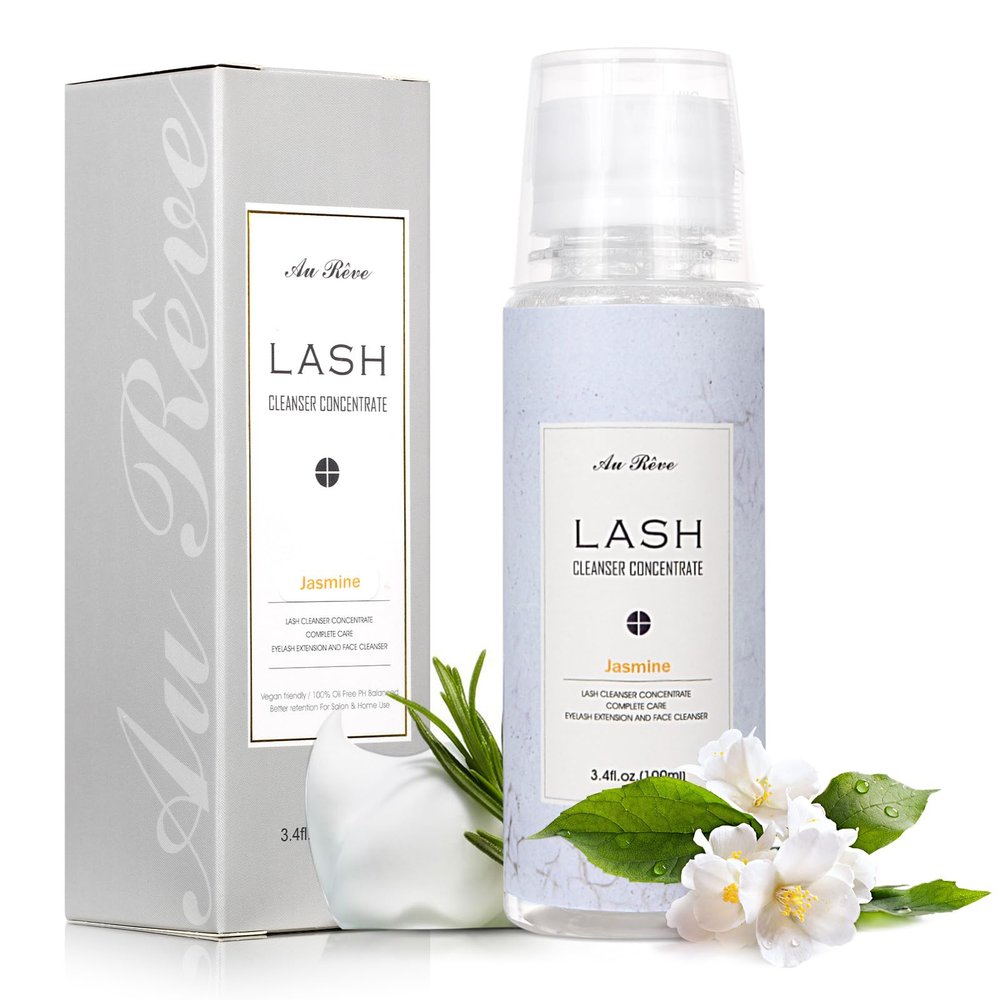 AuReve Lash Shampoo Concentrate 100ml Eyelash Extension Cleanser Oil-Free Eyelash Extension Shampoo with Salon Home Care -Makes 20 Bottles 60ml Lash Cleaner,Jasmine