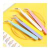 Colorful Stainless Steel Tweezers for Eyelash, Nail Art & DIY Projects - Pink, Blue, Purple Curved & Straight Design(Pink Set) view 2