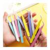 Colorful Stainless Steel Tweezers for Eyelash, Nail Art & DIY Projects - Pink, Blue, Purple Curved & Straight Design(Pink Set) view 3