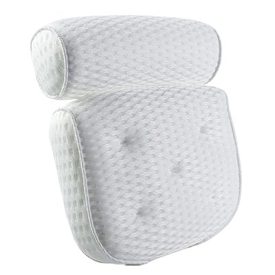 Compatible For Bath Pillow With 4D Breathable Mesh And 7 Suction Cups To Help Support The Head, Back, Shoulders And Neck(White)