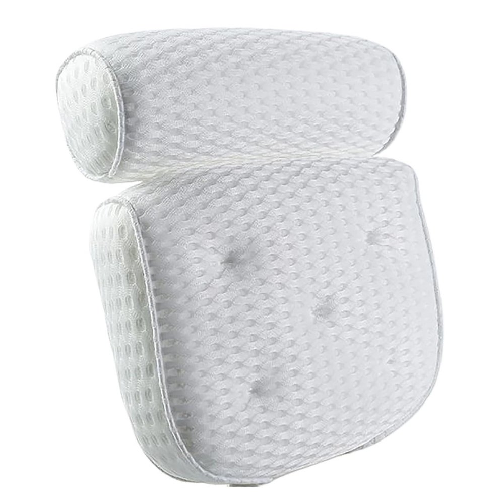 Compatible For Bath Pillow With 4D Breathable Mesh And 7 Suction Cups To Help Support The Head, Back, Shoulders And Neck(White)