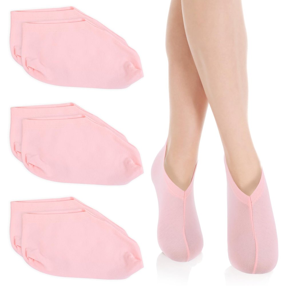 3 Pairs Foot Moisturiser Socks Overnight, Spa Cotton Socks for Foot Cream, Lotion Sock for Moisturising for Dry Feet Care, Moisturising Sock for Cracked Heel Repair Women Men (Pink)