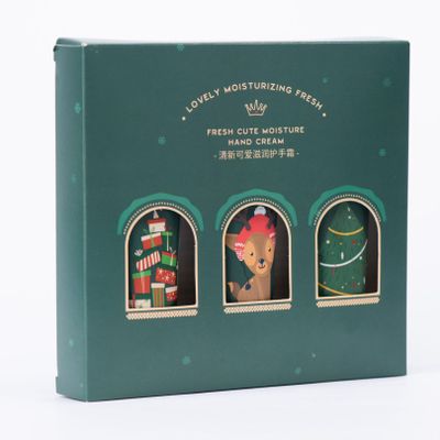 FEESHOW Christmas Themed Hand Cream Gift Box 3 Pack Hydrating Lotion for Dry Skin Winter Care Routine Green One Size