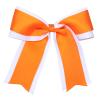 6 Inch Cheer Hair Bow Clip 2 Layers Grosgrain Ribbon Hairpin Handmade Alligator Hair Accessories for Girls Cheerleaders, White&Orange view 1