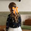 6 Inch Cheer Hair Bow Clip 2 Layers Grosgrain Ribbon Hairpin Handmade Alligator Hair Accessories for Girls Cheerleaders, White&Orange view 2