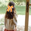 6 Inch Cheer Hair Bow Clip 2 Layers Grosgrain Ribbon Hairpin Handmade Alligator Hair Accessories for Girls Cheerleaders, White&Orange view 4