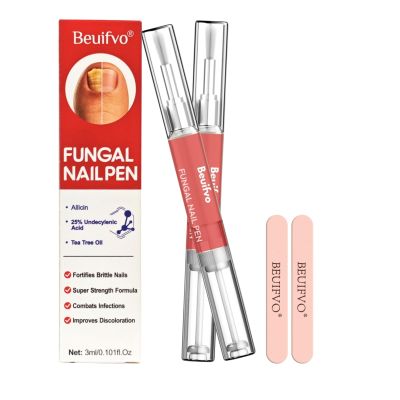 Allicin & Undecylenic Acid Fungal Nail Pen Extra Strength Toenail & Fingernail Care for Damaged, Discolored, Thick Nails, Fast Absorbing 2pcs