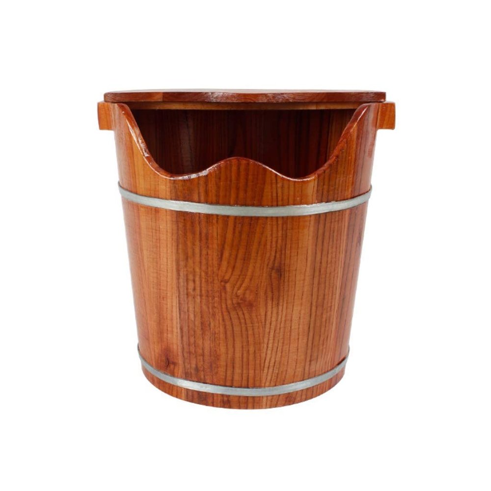 XYIANG Foot Spa Wooden Barrel Foot Washing Bucket, Toon Wood Steaming Foot Washing Bucket, Wooden Foot Bath, Wooden Foot Washing Unilateral Foot Bucket with Lid