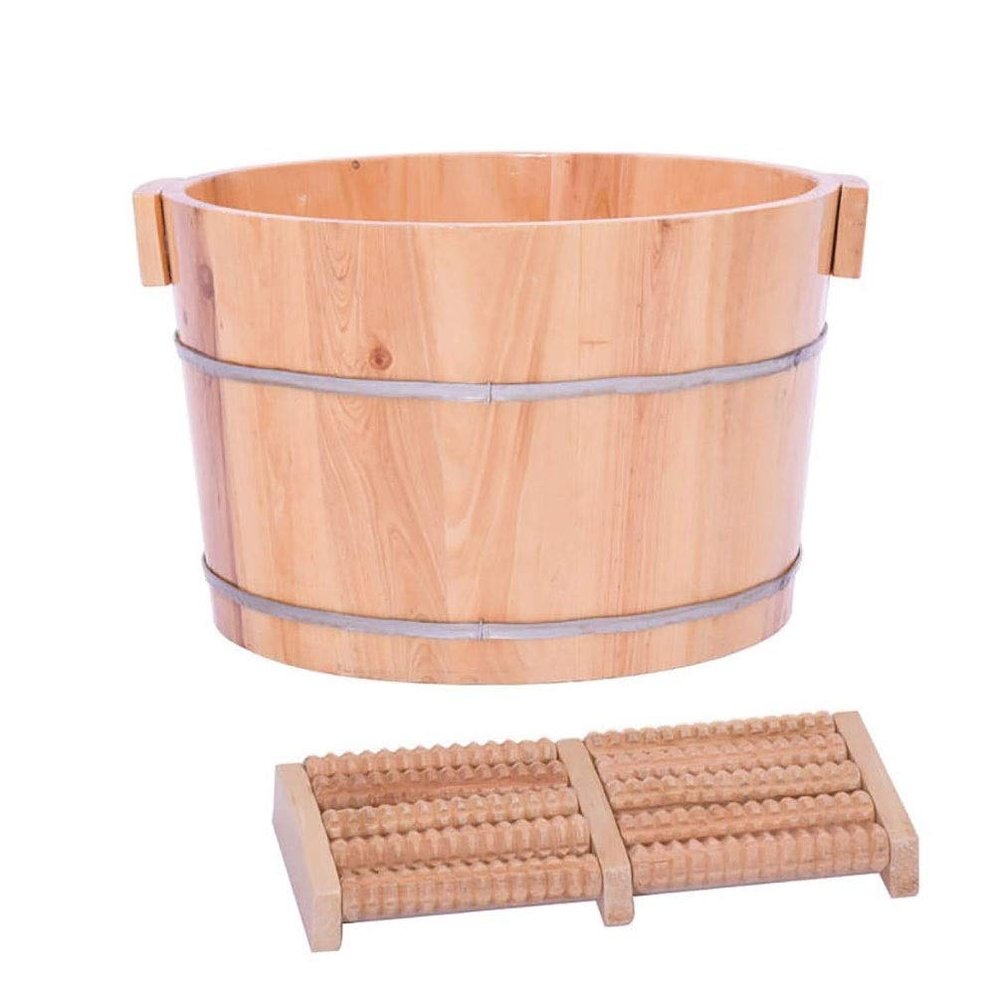 XYIANG Wood Foot Bath Bucket Foot Tub for Soaking Feet, Foot Bath Spa Tub, Foot Soak Bucket, Foot Basin for Adults, Wood Bucket for Pedicure Easy to Use(B)