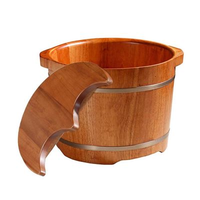XYIANG Wood Foot Bath Bucket Foot Spa Bucket with Lid,Foot Wash Basin for Foot Bath,Solid Oak Wood Foot Soaking Barrel Bucket,Foot Soaking Tub Easy to Use