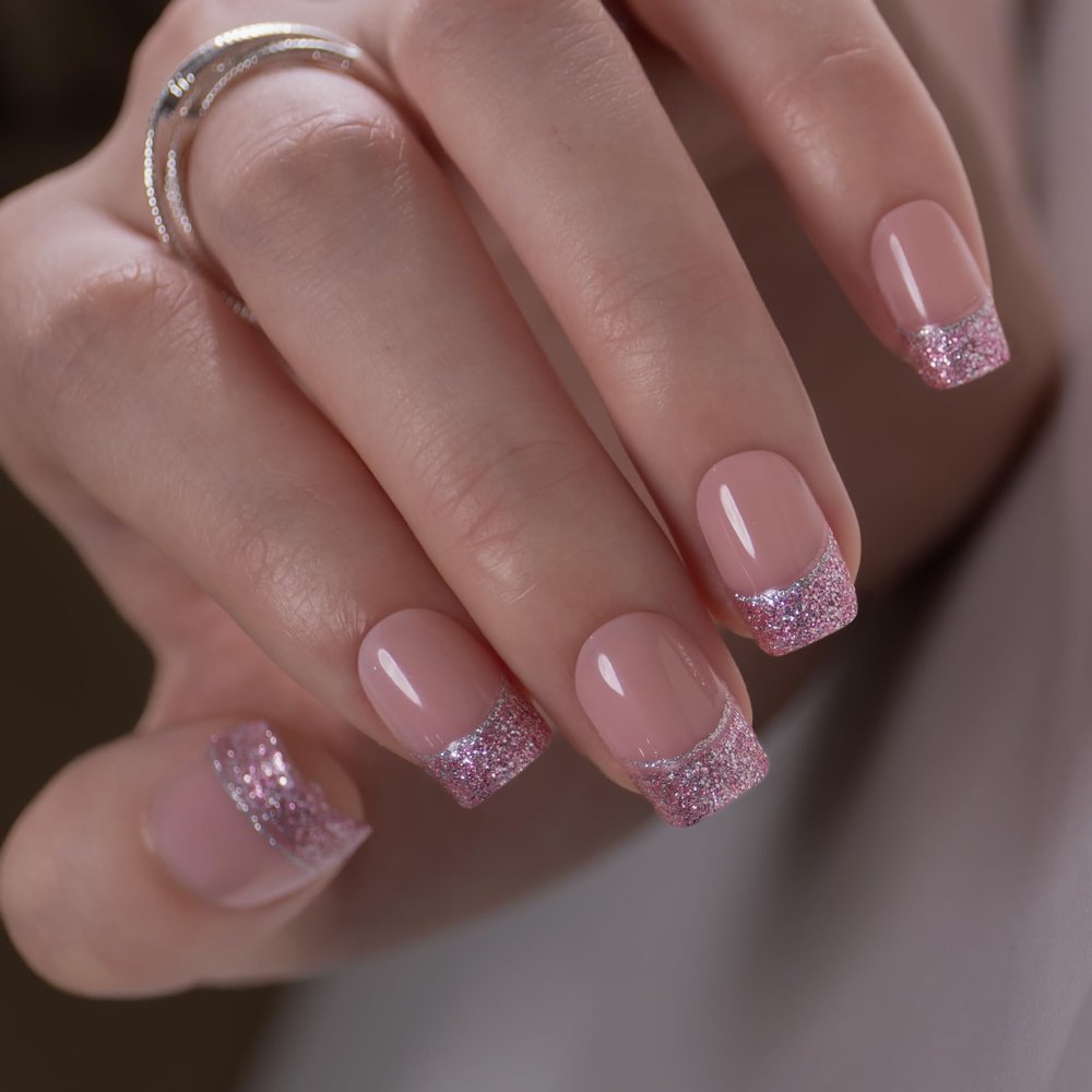 CurvLife Short Square Press On Nails, Milk Cloud Milky White, Soft Gel