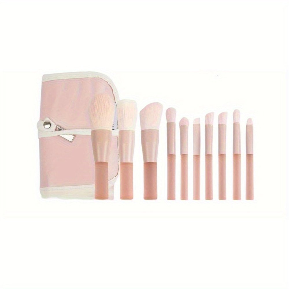 10PC mini makeup brush set, equipped with mini makeup brush bag powder blusher and paint, portable beauty tools