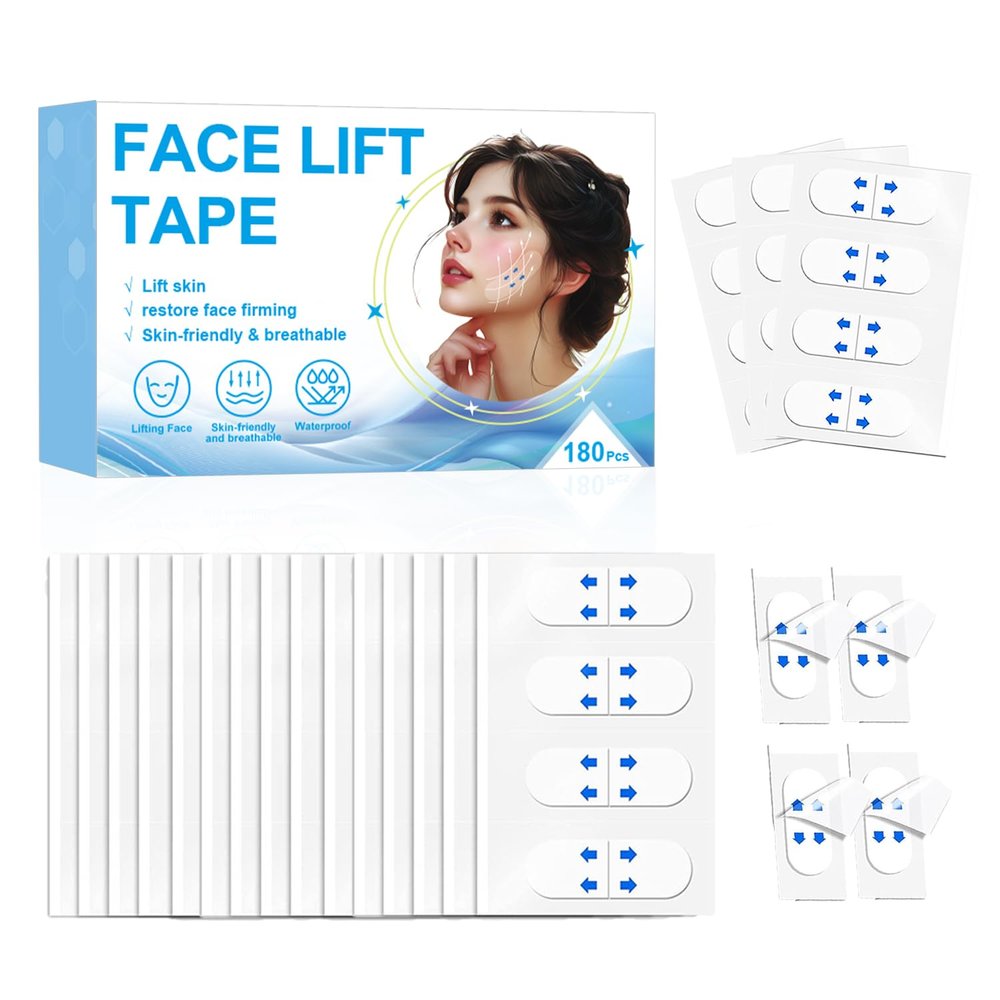 180PCS Neck Tape Lifting Invisible,Face Lift Tape,Face Tape Lifting Invisible, Face Lift Tape Invisible for Makeup - V-Shaped Facial Tape for Instant Lifting of Neck, Jawline, Cheeks & Double Chin