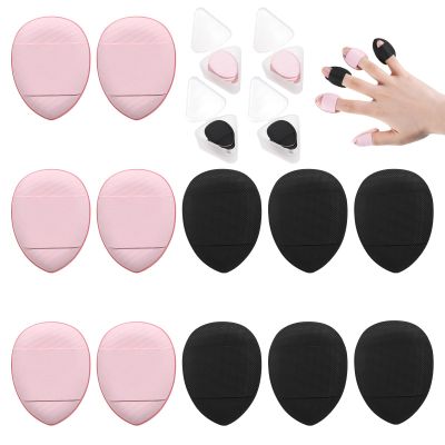 12pcs Mini Powder Puffs Reusable Drop-Shaped Makeup Sponges for Foundation & Concealer, Soft Beauty Makeup Blender Puff with Small Case, Loose Powder Body Puffs for Women(Black+Pink