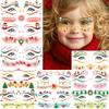 10 Sheets Christmas Face Tattoo Xmas Tree Santa Claus Eyeliner Makeup Patches Temporary Tattoos For Women Girls, Christmas Rave Party Favor Supplies Fake Tattoo Sticker Snowman Decals Stocking Stuffer view 1