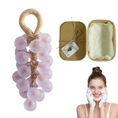 Grape Soap, Grape Soap on a Rope, Personalized Original Handmade Crystal rape oap Gentle Cleansing oap, Suitable for Bathroom Sink (Rose-2)