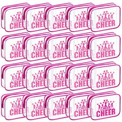 20 Pcs Cheer Goodie Bags Cheer Snack Bags for Team 7 X 5 '' Pvc Cheerleader Gifts Bulk Waterproof Portable Cheerleader Tote Cheerleading Travel Duffel Packet for Teammate Party Party Supplly(Pink)