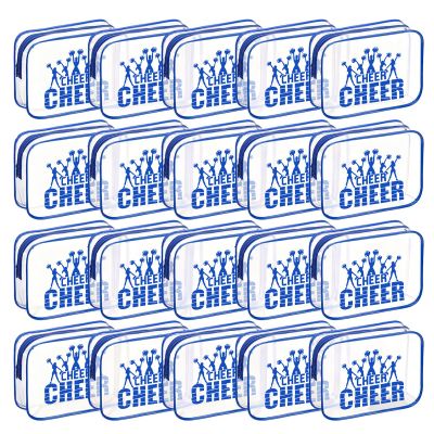 20 Pcs Cheer Goodie Bags Cheer Snack Bags for Team 7 X 5 '' Pvc Cheerleader Gifts Bulk Waterproof Portable Cheerleader Tote Cheerleading Travel Duffel Packet for Teammate Party Party Supplly(Blue)