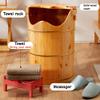 50/60cm High Foot Bath Bucket, Solid Wood Foot Massager, Large Pedicure Soak Basin with Lid, Suitable for Home, Foot Massage Parlor, Pedicure Shop(14.2x19.7in) view 3