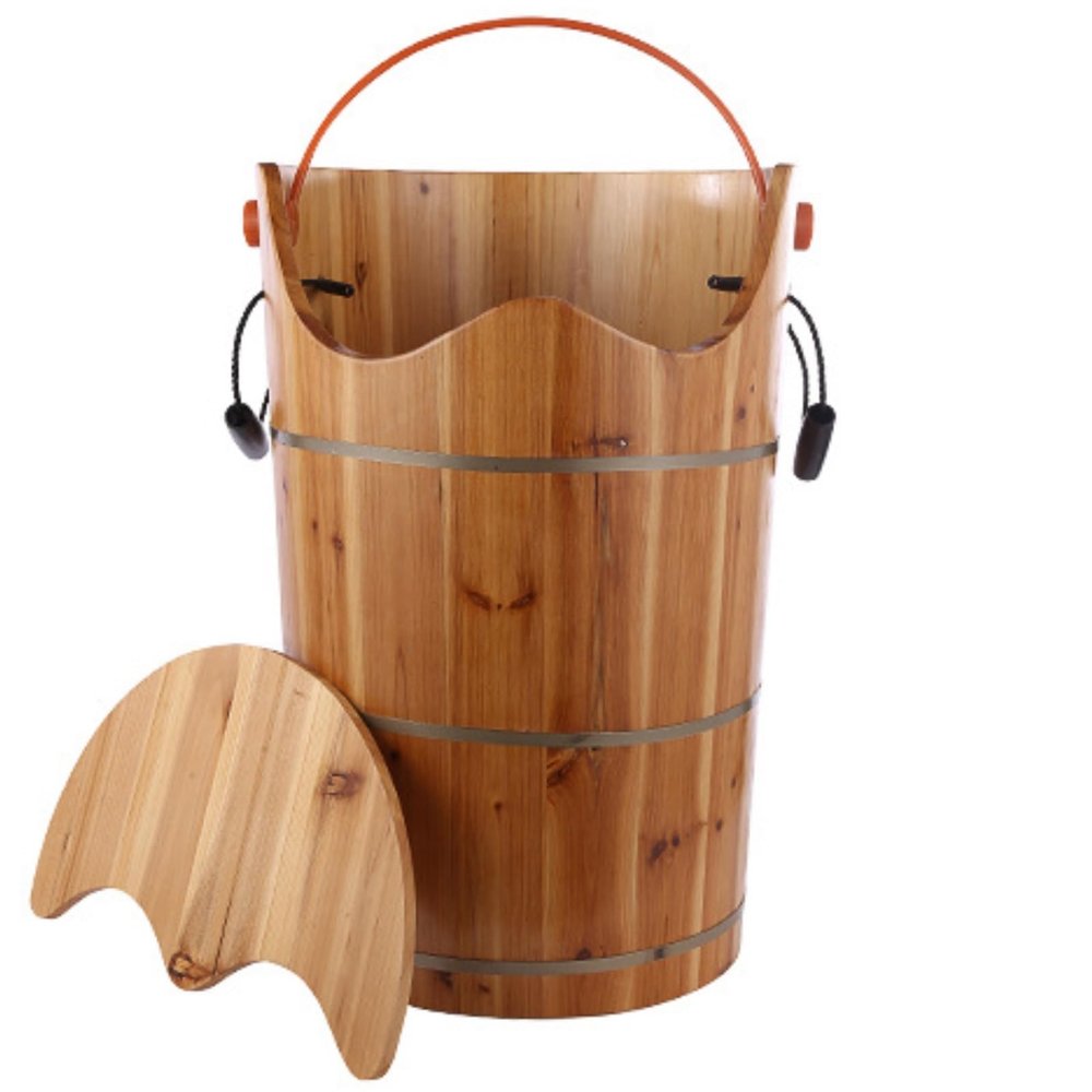 XYIANG Foot Spa Foot Bath Foot Soak Handmade Wooden Foot Spa Wooden Barrel Wooden Foot Soaking Sauna Foot Tub Massage Spa Sauna Foot Spa for Home