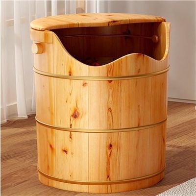 50/60cm High Foot Bath Bucket, Solid Wood Foot Massager, Large Pedicure Soak Basin with Lid, Suitable for Home, Foot Massage Parlor, Pedicure Shop(15x23.6in)