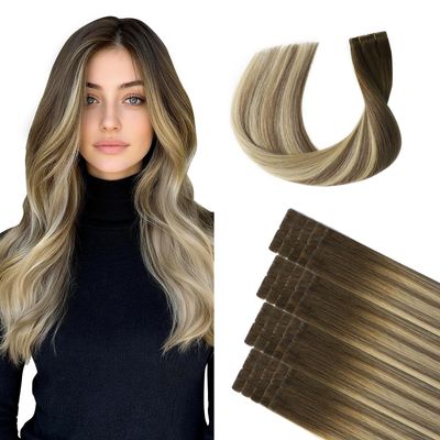 XDhair Invisible Tape in Hair Extensions Human Hair 18 Inch #3/8/22