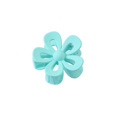 1pc 7cm Frosted Solid Color Hollow Floral Shark Clip Hairpin - Elegant Hair Accessories for Women Girls, Hollow Design Hair Clips(Lake Blue)
