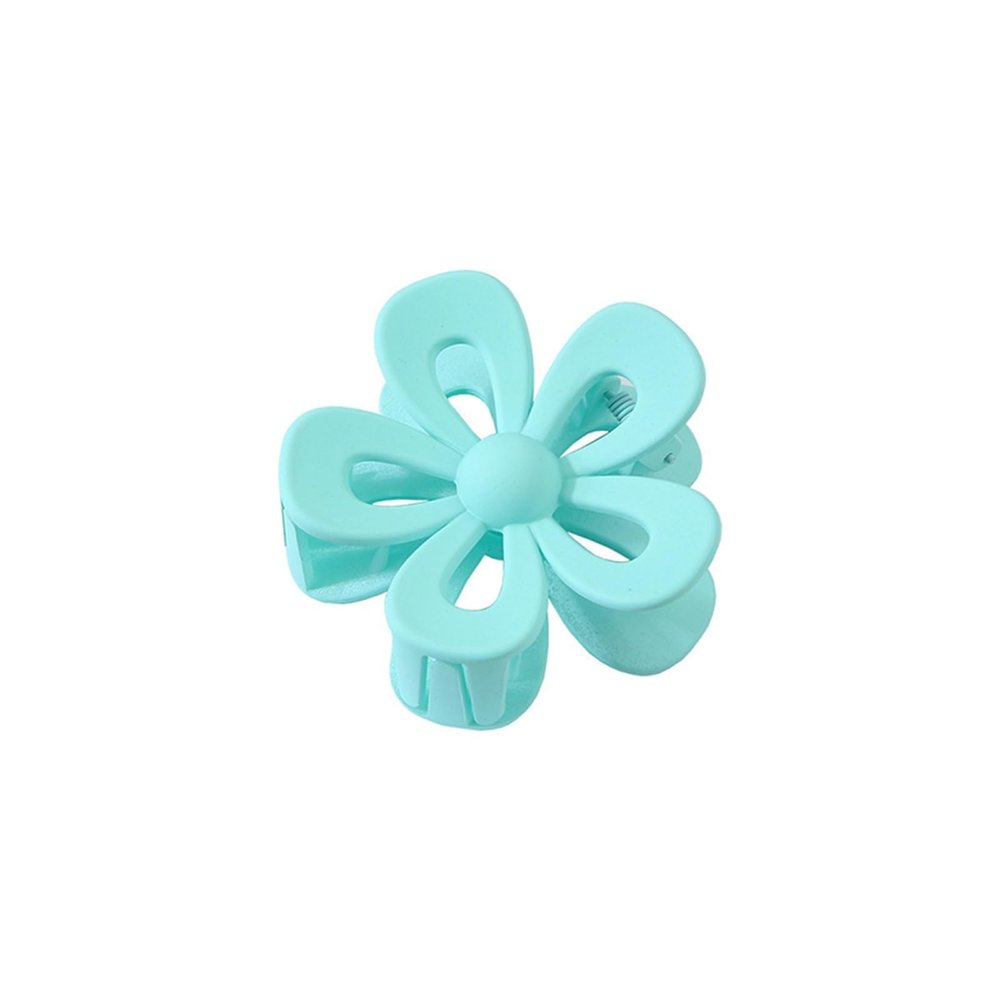 1pc 7cm Frosted Solid Color Hollow Floral Shark Clip Hairpin - Elegant Hair Accessories for Women Girls, Hollow Design Hair Clips(Lake Blue)
