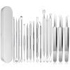 16 PCS Pimple Popper Tool Kit, Acne Blackhead Tools for Blemish, Blackhead Remover Tools,410 Premium Professional Stainless Acne Pimple Extractor Tool with Metal Box Set view 1