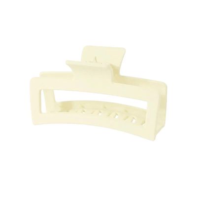 1pc 13CM Oversized Solid Color Square Frosted Shark Clip for Thick Hair Women Girls - Hair Accessories(Light Yellow)