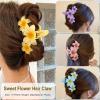 1pc 11CM Large 3-Flower Hair Claw Clip - Candy Gradient Non-Slip Hairpin for Women Girls Daily/Wedding/Party Hairstyles(Orange blue) view 2
