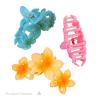 1pc 11CM Large 3-Flower Hair Claw Clip - Candy Gradient Non-Slip Hairpin for Women Girls Daily/Wedding/Party Hairstyles(Orange blue) view 4