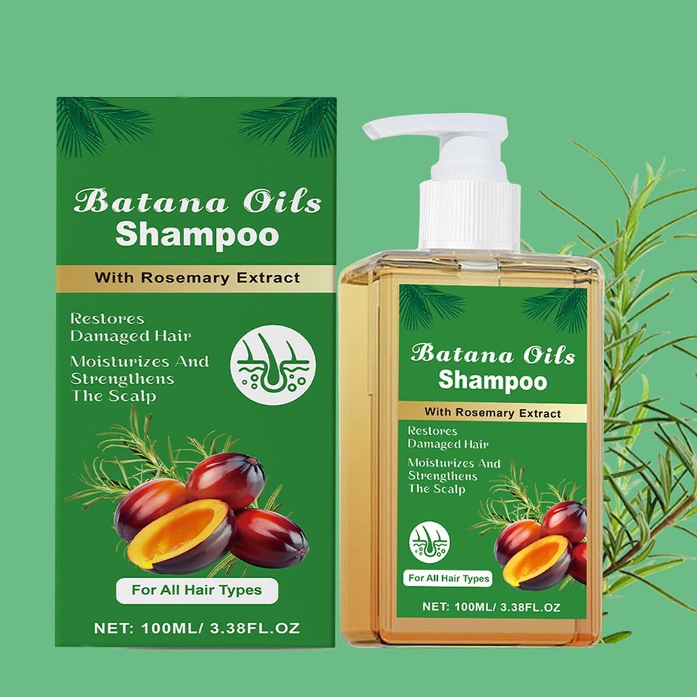 Batana Oil Shampoo with Rosemary Extract  Moisturizing & Strengthening Formula for All Hair Types  Promotes Hair Growth, Reduces Dryness & Breakage  100ml / 3.38 fl oz