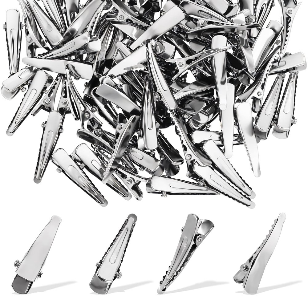 80 Pcs Alligator Hair Clips, Silver Metal Alligator Hair Pins Silver Hairs Clips Small Crocodile Clip Flat Hairs Bow Clip for Crafts Accessory DIY Supplies