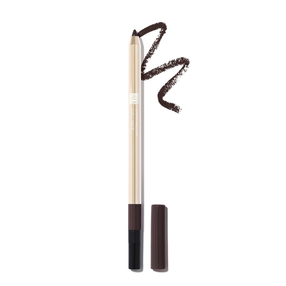 MAKE Beauty Continuum Lip Liner Long Lasting Creamy Liner with Velvet Matte Finish Includes Built-In Sharpener and Blending Brush Highly Pigmented Dark Brown Lip Color Shade, Quantum