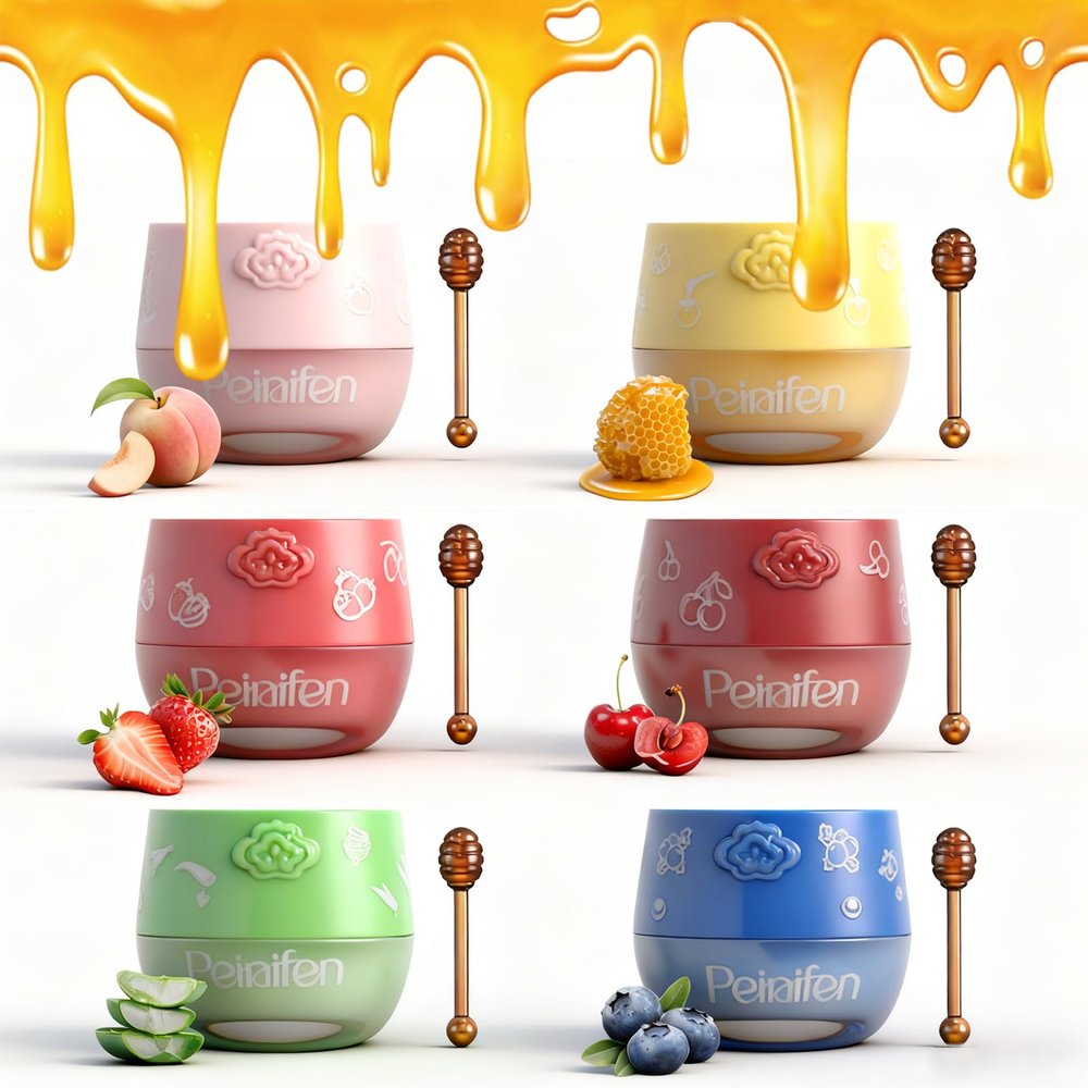 2025New 6PCS Bee Lip Balm Honey Pot, Fruit Moisturizing Propolis Lip Mask, Lip Mask Overnight Propolis Moisturizing Lip Balm Hydrating Prevention Dry and Crack Lip Scrubs Exfoliator Lip Care Products