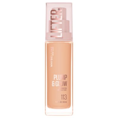 Maybelline Lifter Plump & Glow Foundation, 90% Skincaring Formula, 113