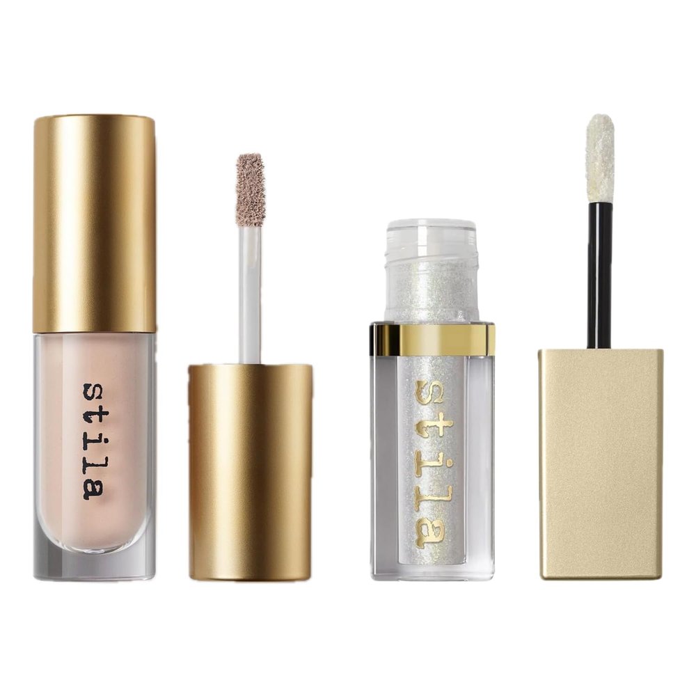 Bundle of stila Magnificent Metals Glitter And Glow Liquid Eye Shadow (Perlina) & Liqua-Play Eye Shadow (Crema Matte)