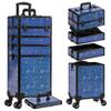 AROUS Rolling Makeup Train Case 5 in 1 Cosmetology Case on Wheels Large Cosmetic Organizer Travel Cart for Hairstylist Artist Nail Beauty Salon Barber,Blue view 1
