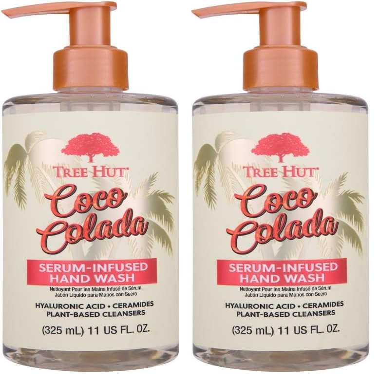Tree Hut Coco Colada Serum Infused Hand Wash, Nourish & Hydrate Hands with Strengthening Skin Care, Long Lasting Scent, Cleanse & Lock in Moisture, 11 fl oz. (Pack of 2)