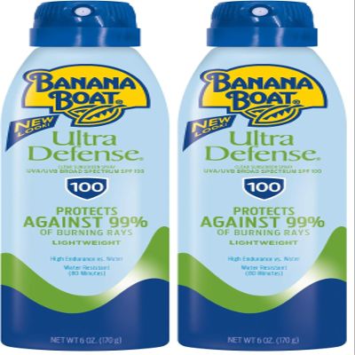 Banana Boat Ultra Defense Clear Sunscreen Spray SPF 100, 6oz | Lightweight Sunscreen, Banana Boat SPF 100, Water Resistant, 6oz (Pack of 2)