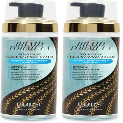 Braid Formula No-Rinse Cleansing Foam - Removes Build-Up, Dirt, Oil from Braids, Twists, Locs | Refresh & Detoxify Scalp | Fast Drying | Stimulate Hair Growth | Apple Cider Vinegar + Biotin Infused