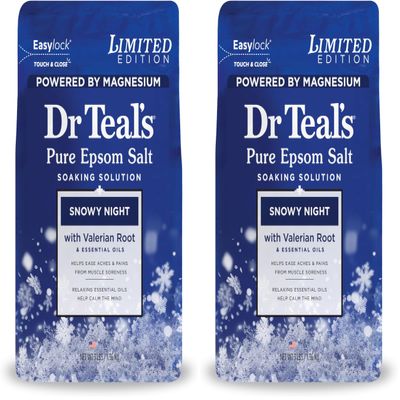 Dr Teal's Epsom Salt Magnesium Soak, Snowy Night, 3 lbs (Pack of 2)