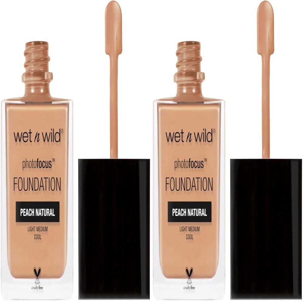wet n wild Photo Focus Matte Liquid Foundation Peach Natural, Vegan & Cruelty-Free (Pack of 2)