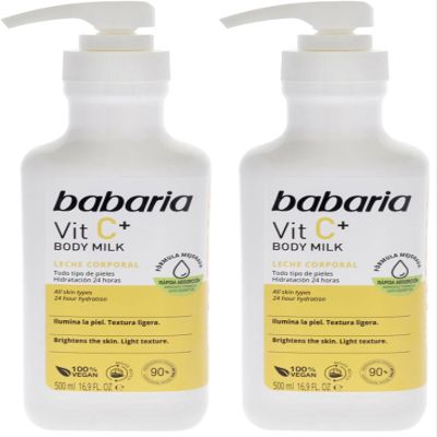 Babaria Vitamin C Body Milk - Body Lotion for Women - Boosts Collagen Production - Moisturizes - Body Cream for All Skin Types - 16.9 oz (Pack of 2)
