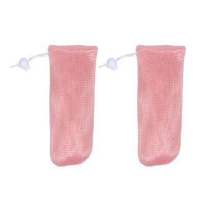 1Pc/2Pcs Exfoliating Mesh Soap Saver Bag Foam Net Bag Soap Pouch Body Facial Cleaning Tool(Pink-2Pcs)