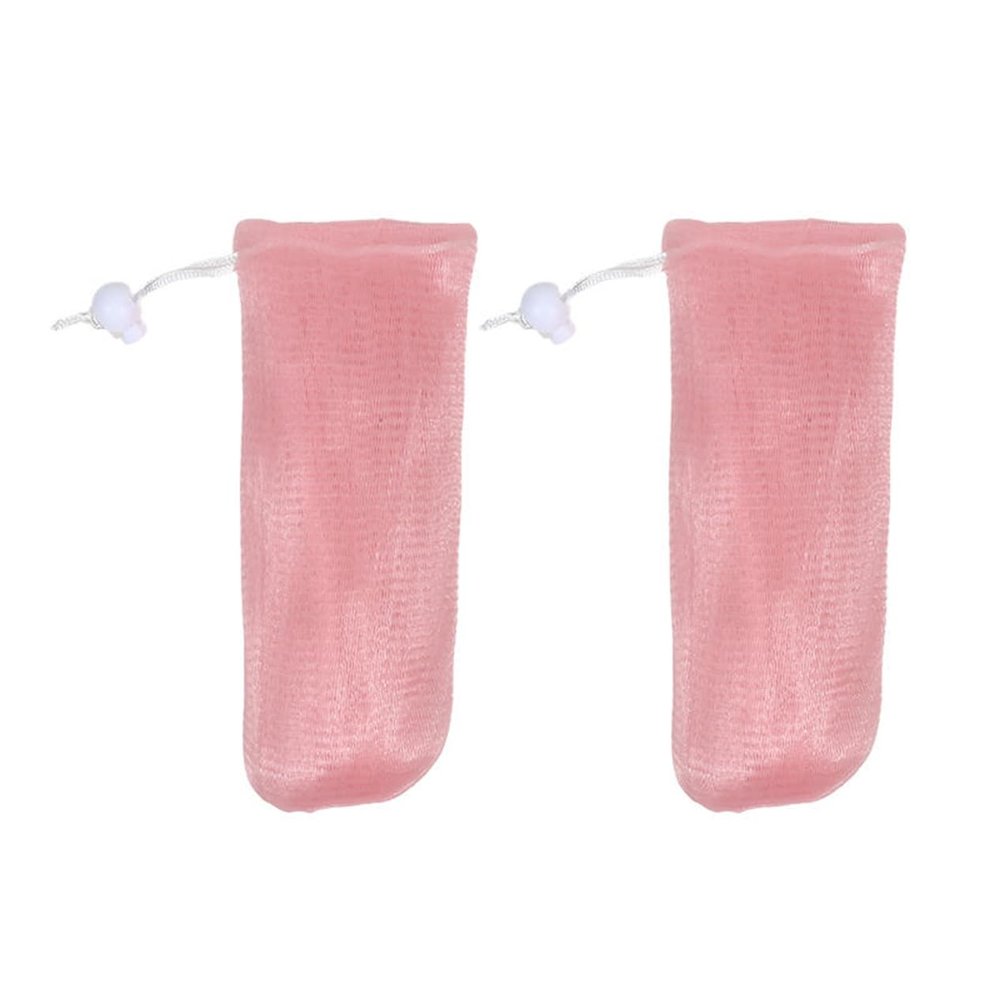 1Pc/2Pcs Exfoliating Mesh Soap Saver Bag Foam Net Bag Soap Pouch Body Facial Cleaning Tool(Pink-2Pcs)