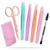 6Pack Tweezers Set Professional Stainless Steel Curved Scissors for Women and Men Precision Tweezers Eyebrows for Ngrown Hair(Pink 6 in 1) view 1