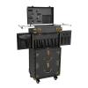 YARDOMGAR Professional Rolling Makeup Case - Adjustable Display Makeup Rolling Train Case Organizer, Aluminum Rolling Cosmetic Makeup Storage Box With Locks for Salon (Golden-4 Wheels Rolling Case) view 1
