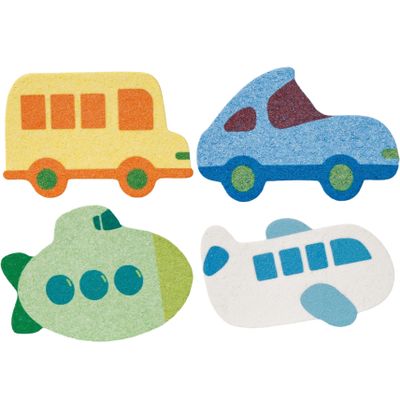 4PCS Baby Sponge for Bathing, Cartoon Soft Baby Bath Sponge, Cute Shower Washcloths for Toddler Kids, Sports Cars + Buses + Submarines + Planes..